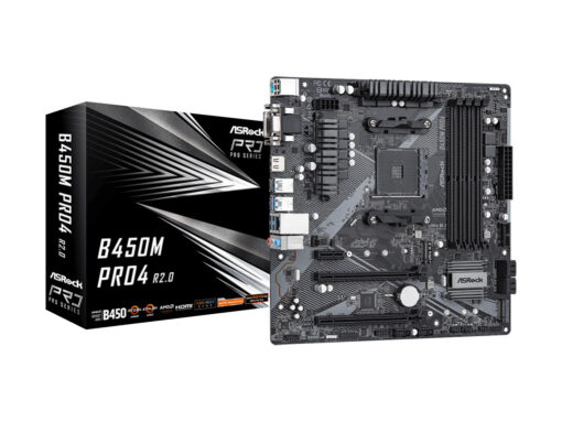 ASROCK MB B450M PRO4 R2.0AMD B450;AM4;4xDDR4m.2 VGA DVI HDMI micro ATX