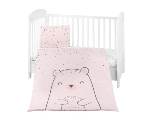 KIKKA BOO SET POSTELJINA BEAR WITH ME PINK