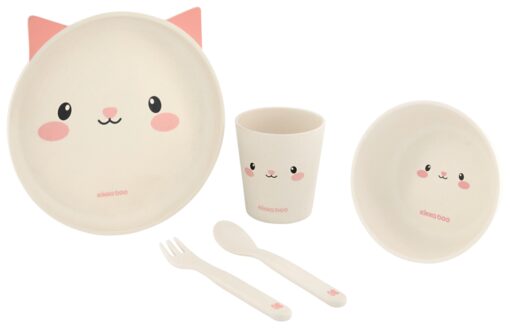 KIKKA BOO SET ZA JELO BAMBUS CAT PINK