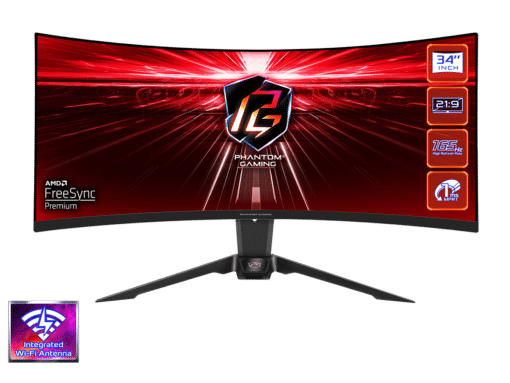 ASROCK MONITOR PG34WQ15R2B 34"CURVED GAMING;WQHD;165Hz;1ms;2xHDMI